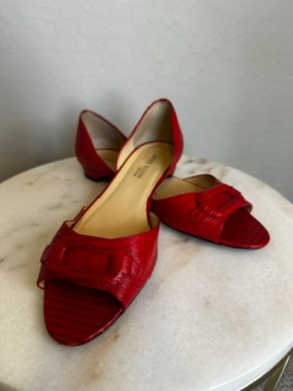Anne Klein Open Toe Flats Red